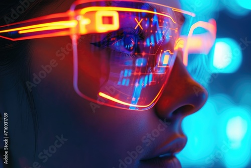 Neon glowing AI glasses