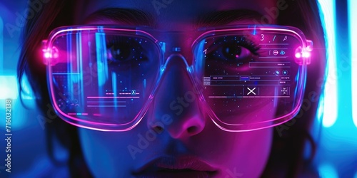 Neon glowing AI glasses