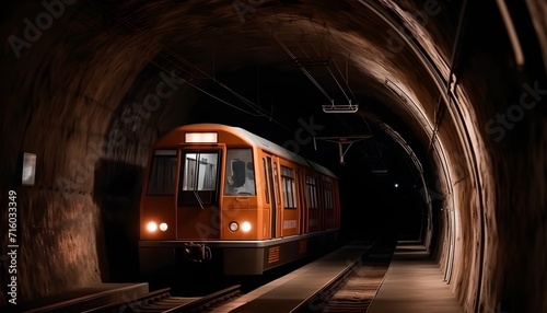 Modern electric train in a tunnel