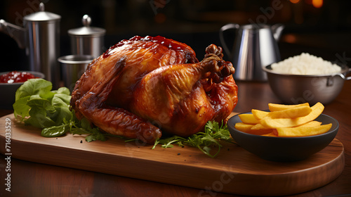 Fried chicken served on a t...