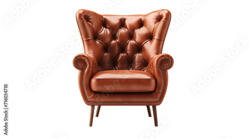 fancy designer leather armchair isolated on transparent background