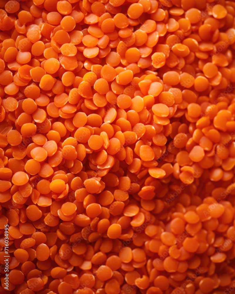 Fototapeta premium A close up of a pile of orange colored peas. Generative AI.