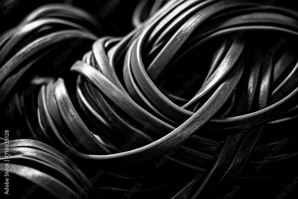 A bunch of black wires. Generative AI.