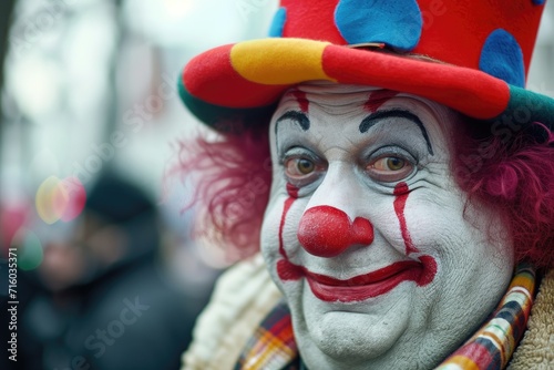 Funny man with clown make up