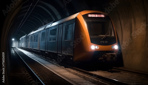 Modern electric train in a tunnel