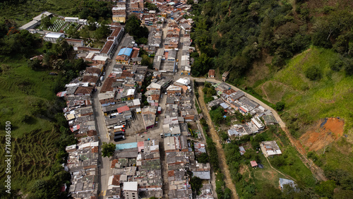 Salgar, Antioquia - Colombia. December 26, 2023. Aerial view with drone of the municipality located in the southwestern region of the department. photo