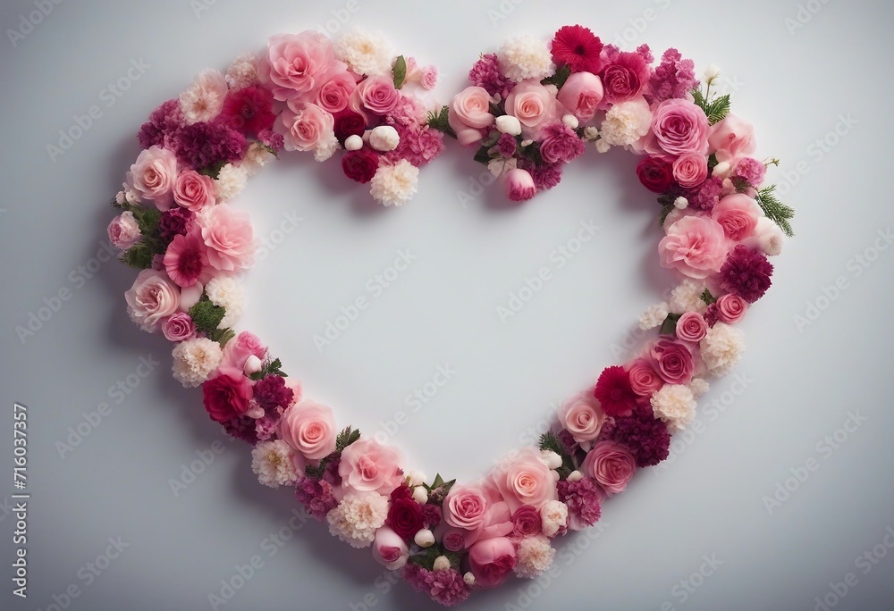 Heart shape made of flowers Valentine day concept Heart shape made of flowers Valentine day concept