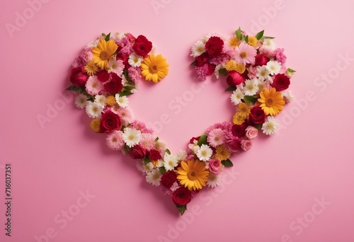 Heart shape made of flowers Valentine day concept