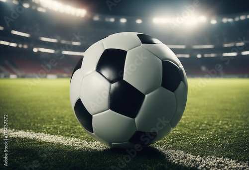 Soccer ball in football stadium