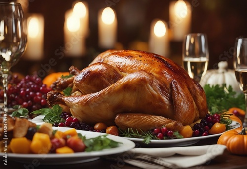 Thanksgiving day dinner roasted turkey