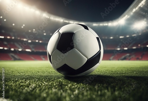 Soccer ball in football stadium