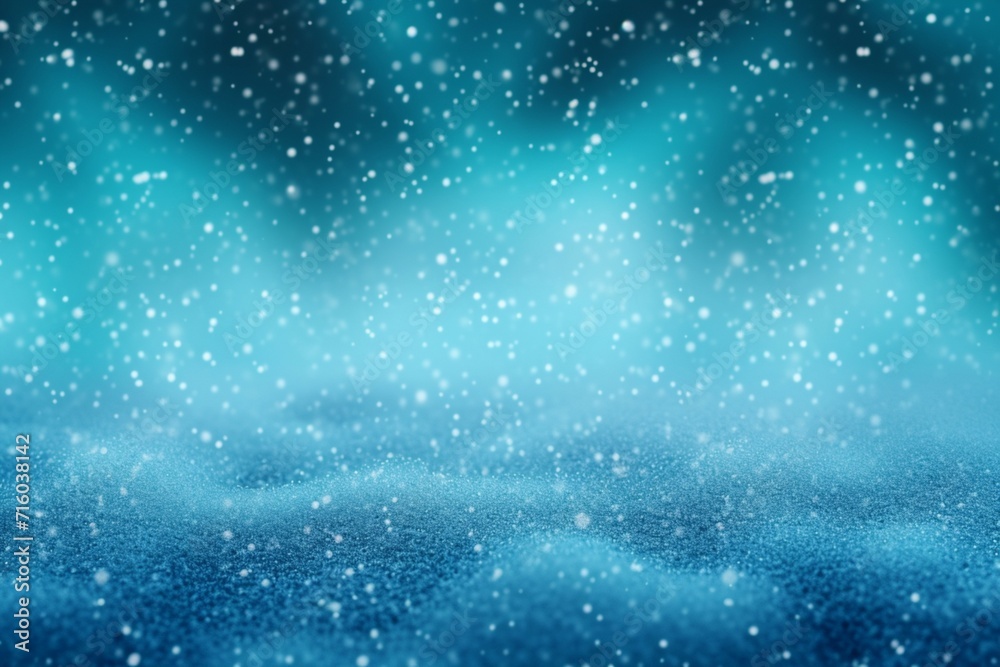 Fototapeta premium Holiday magic Glittering blue green background with snow texture, Christmas ambiance