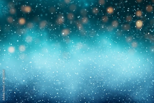Holiday magic Glittering blue green background with snow texture  Christmas ambiance