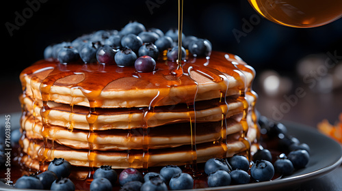 Pancakes with berries and m...