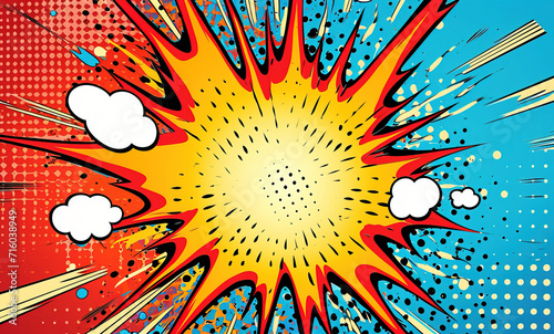 Background banner of pop art style with comic bubbles and dots with copy space
