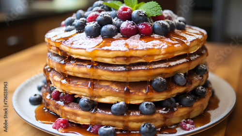 Pancakes with berries and m...