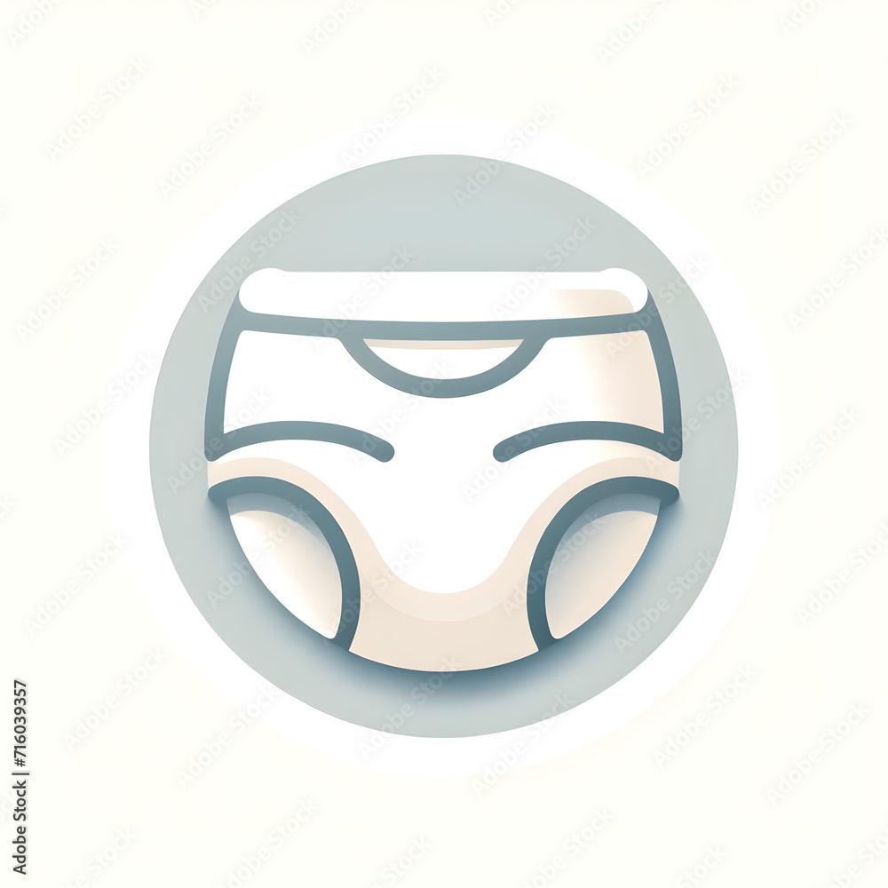 Minimalist Stylized Diaper Illustration in Soft Grays, Circular Frame Design - Clean Baby Care Concept, Neutral Nursery Decor Idea, Simplistic Parenting Symbol Minimalist Stylized Diaper Illustration in Soft Grays, Circular Frame Design - Clean Baby Care Concept, Neutral Nursery Decor Idea, Simplistic Parenting Symbol
