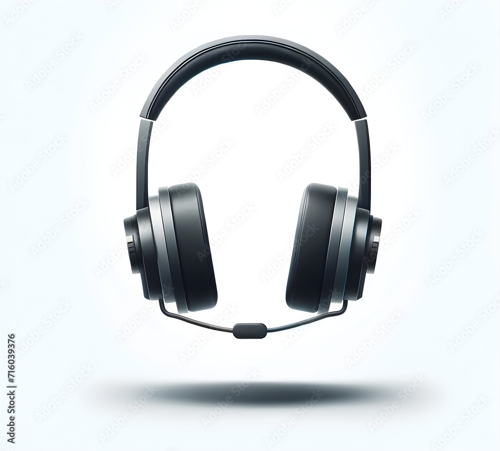 Professional Black Over-Ear Headphones with Microphone for Gaming and Teleconferencing - Sleek Minimalist Design on White Background | Concept of Modern Communication and Elegance in Tech Professional Black Over-Ear Headphones with Microphone for Gaming and Teleconferencing - Sleek Minimalist Design on White Background | Concept of Modern Communication and Elegance in Tech