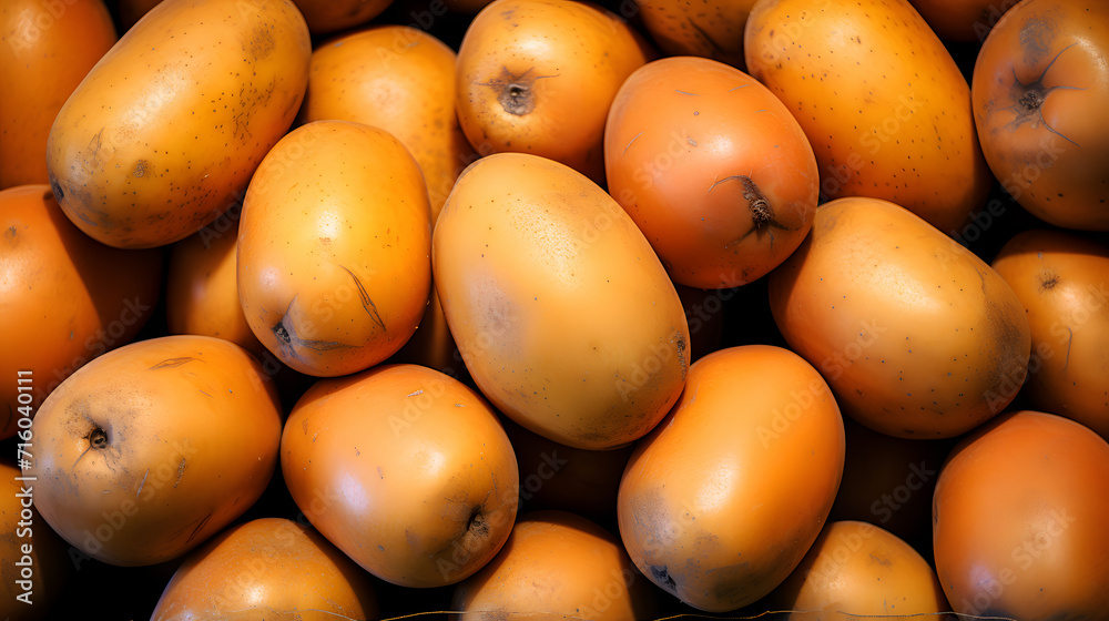 Heap of potatoes, top view Raw Food. filled frame background Heap of potatoes, top view Raw Food. filled frame background