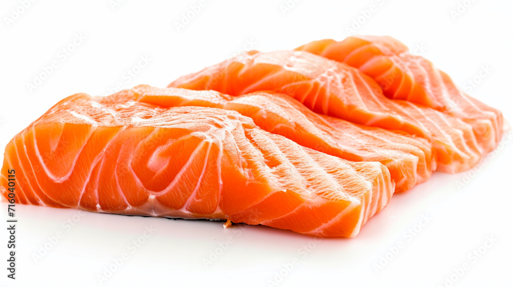 smoked salmon slices and dill on white background. Ai Generative