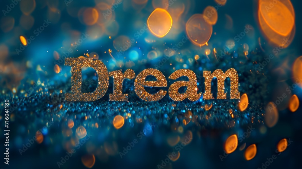 Glitter Dream concept creative horizontal art poster. Photorealistic