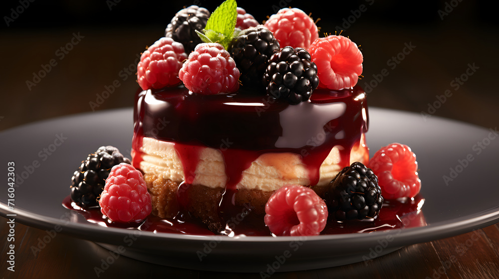 Chocolate sweet cake with berries Chocolate sweet cake with berries