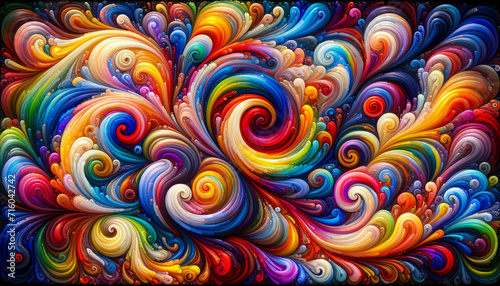 Abstract whimsical  swirling rainbow colors