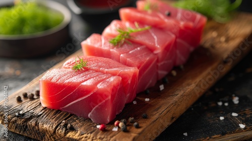 Culinary Masterpiece: Fresh Raw Tuna Fillet Steak and Sashimi Bliss