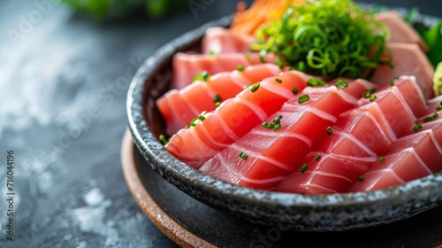 Delicious Dinner: Fresh Raw Tuna Fillet Steak and Sashimi Delight