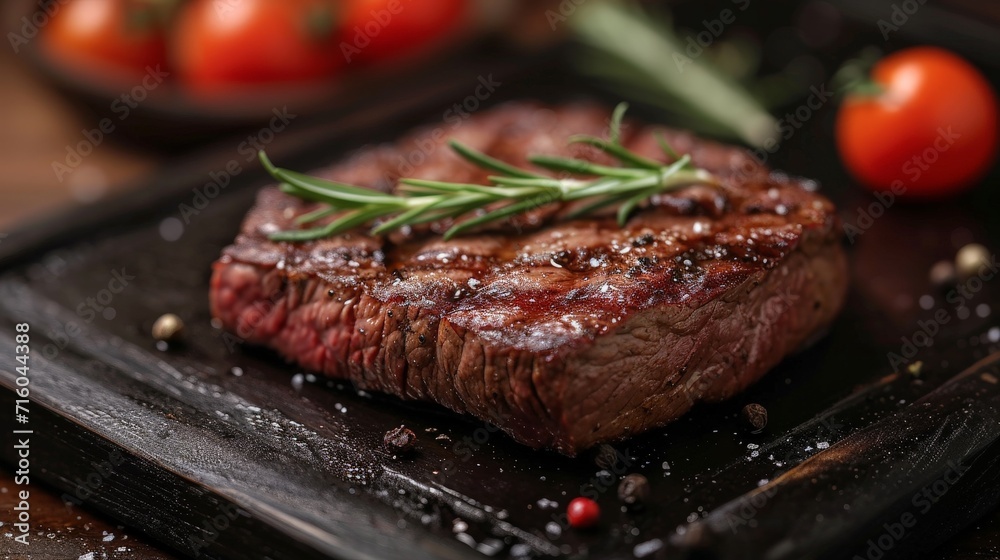 Taste Sensation: Close-Up of Grilled Beef Steak, Salt Cascade, Red Wine Cup, and a Festive Ambiance with Party Lights Taste Sensation: Close-Up of Grilled Beef Steak, Salt Cascade, Red Wine Cup, and a Festive Ambiance with Party Lights