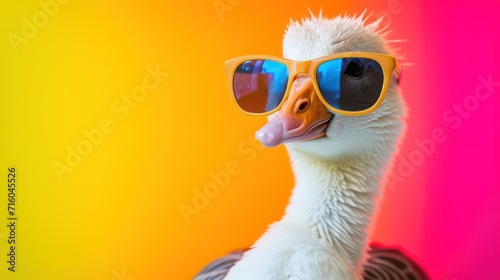 Portrait of a funny goose in sunglasses © Ibad