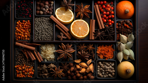 Colored spice background. S...