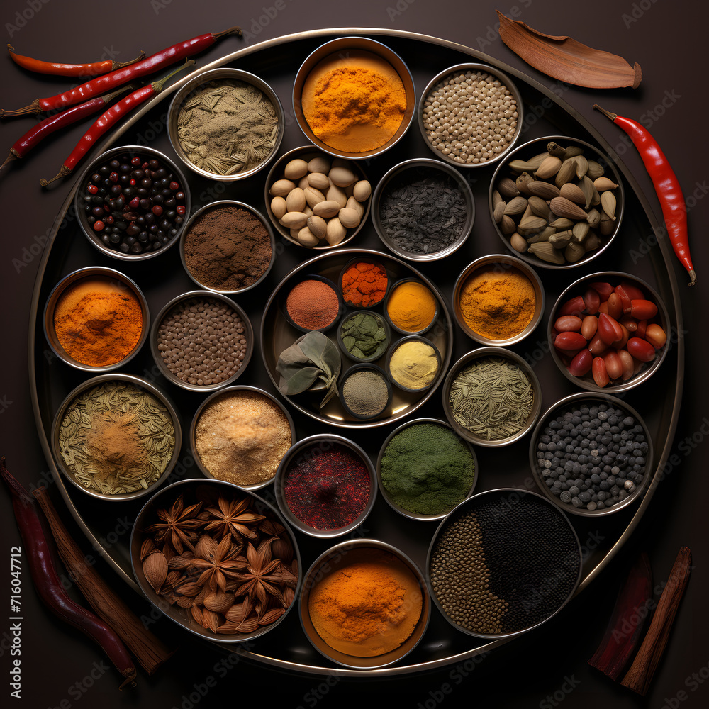 Colored spice background. Spices top view Colored spice background. Spices top view