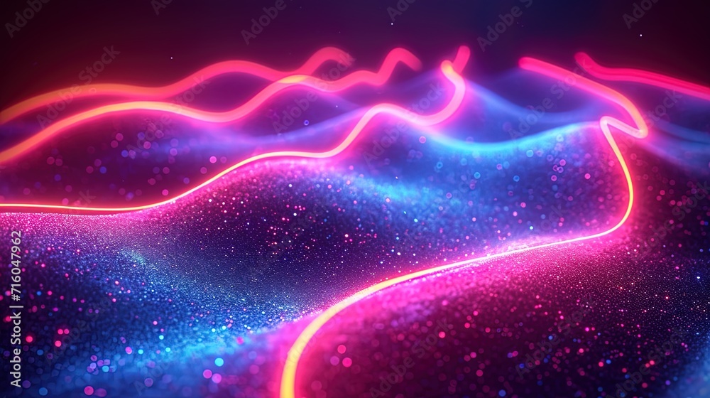 Neon Wave Elegance Vector Patterns Meet Urban Lights in Cinema4D Render  Color Splashes. Generative AI