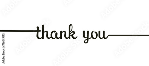 VECTOR Thank you hand drawn inscription with lines. Calligraphic inscription, vector illustration. photo