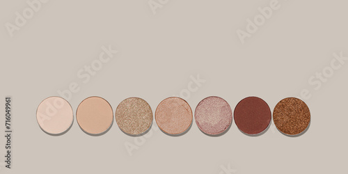 Canvas Print Set of eye shadows beige brown natural tone on neutral beige background