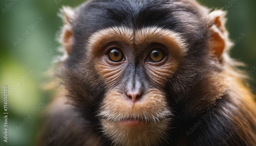Cute Monkey Portrait in Jungle Cute Monkey Portrait in Jungle