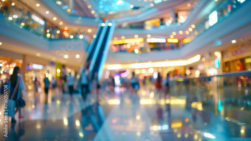 Abstract blur with bokeh and defocused interior shopping mall in department store for background.