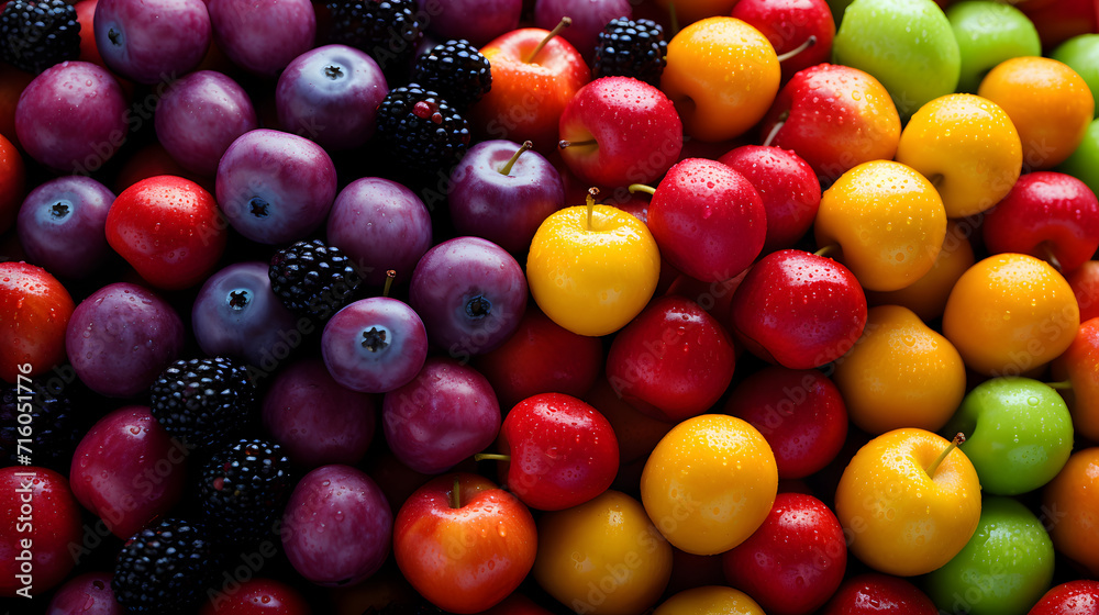Background of fresh fruits and berries. Ripe Mix berries and fruits. Top view. Background Black and red food. Background of fresh fruits and berries. Ripe Mix berries and fruits. Top view. Background Black and red food.