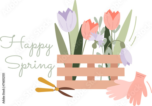 Spring Flowers Gardening With Lettering