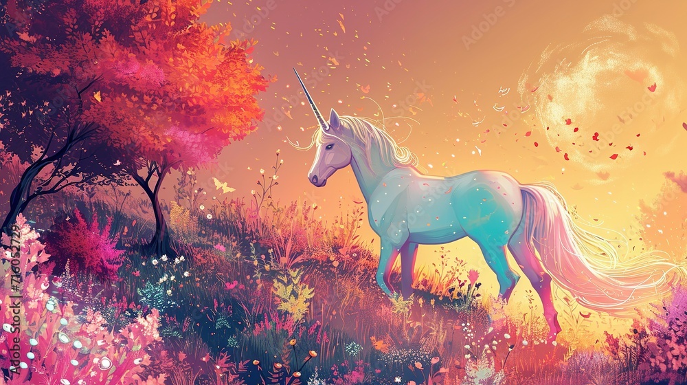 illustration of a unicorn - obrazy, fototapety, plakaty 