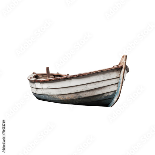 Old fishing boat isolated on transparent background
