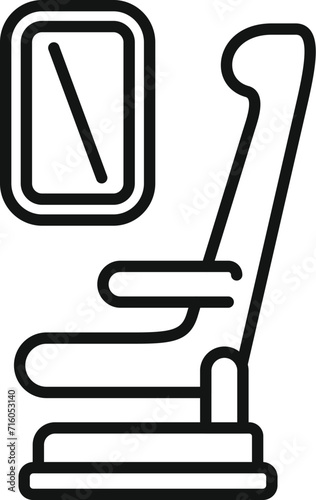 Service seat window icon outline vector. Vacation plane. Chair vip fly photo