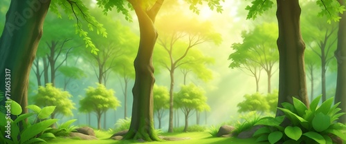  green nature forest in the morning