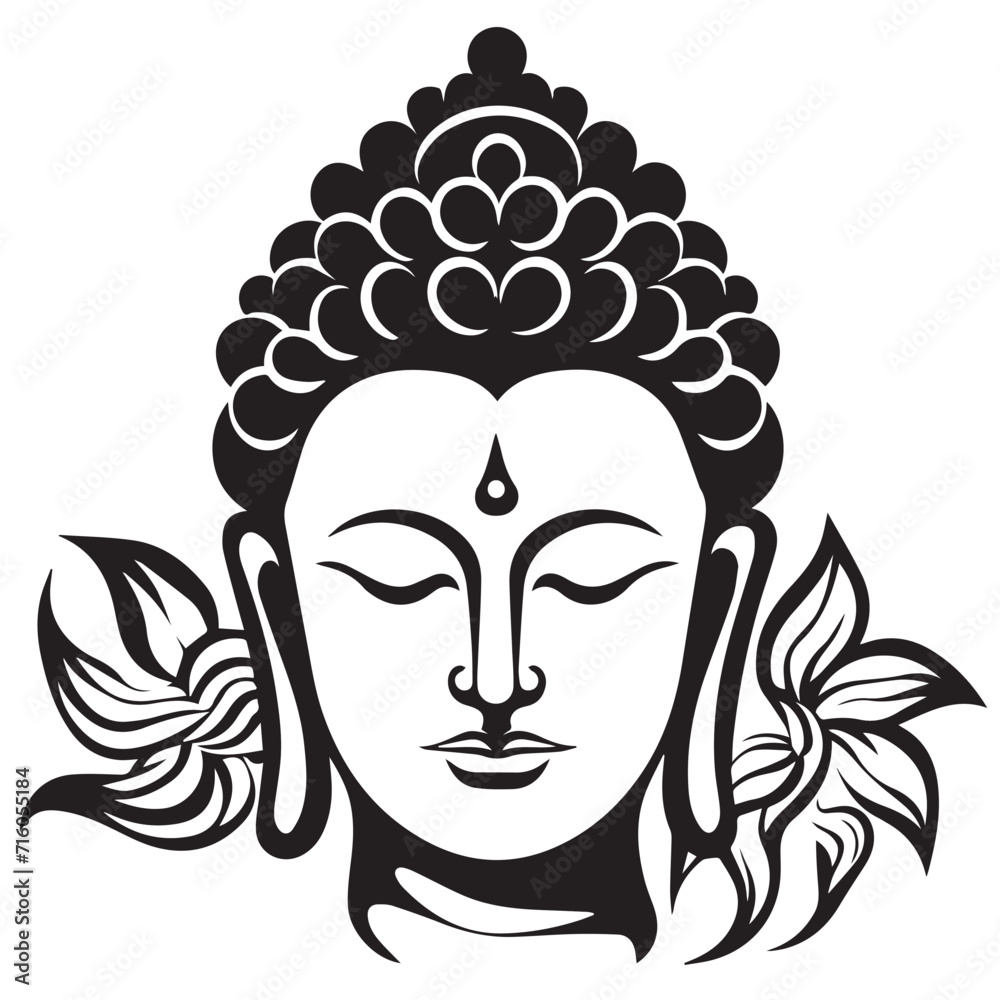 Buddha in cartoon, doodle style . Image for t shirt. Isolated 2d vector illustration in logo, icon, sketch style, Eps 10, black and white. AI Generative