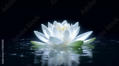 lotus white light lotus flower floating on water Generative Ai Generative