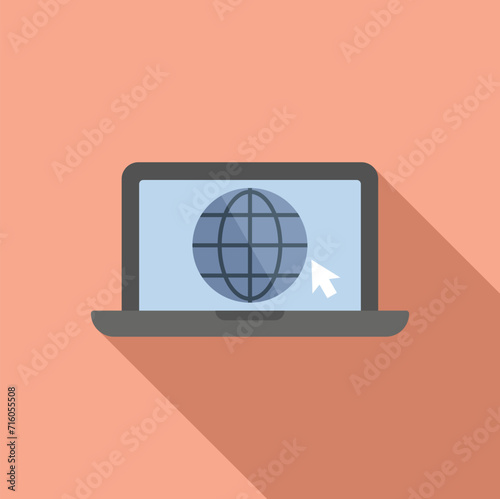 Laptop data web icon flat vector. Platform data rank. Evolution presence