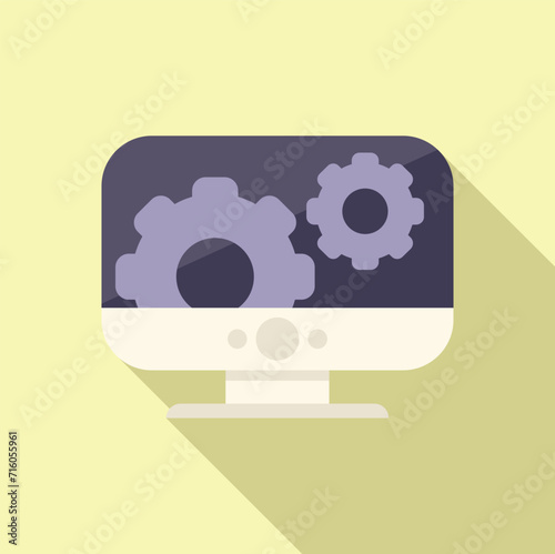 Seo gear computer icon flat vector. Explore online. Global web