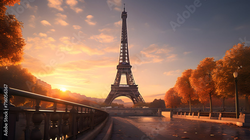 eiffel tower at sunset © toomi123