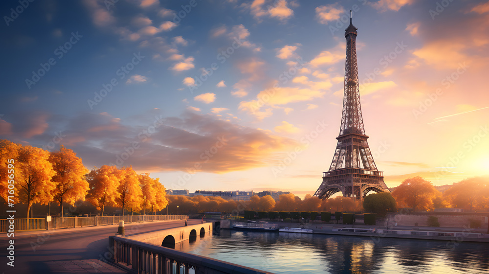 Obraz premium eiffel tower at sunset